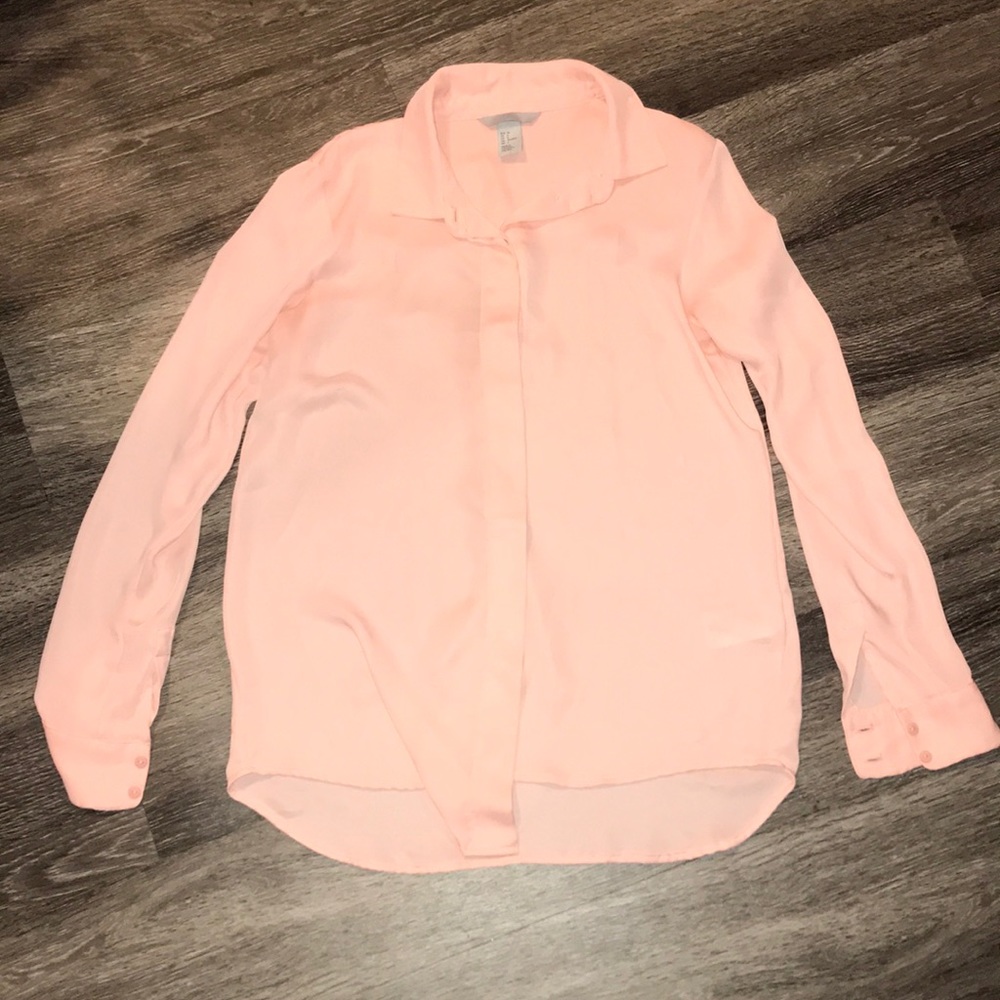 Silky peachy button down